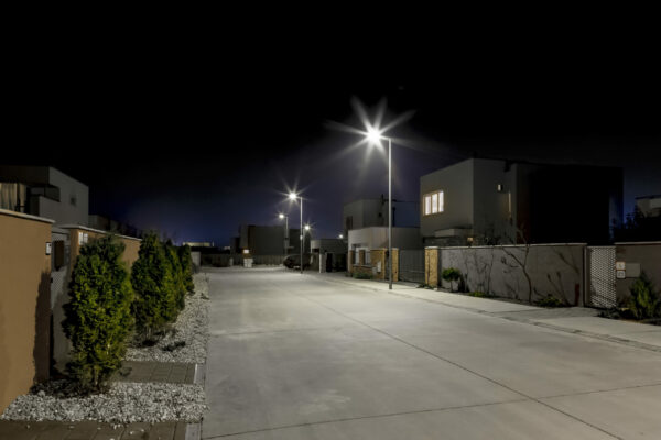empty night street in residential area