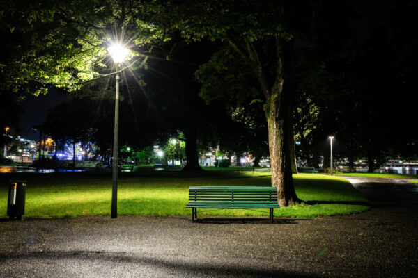 the Europe park at night.