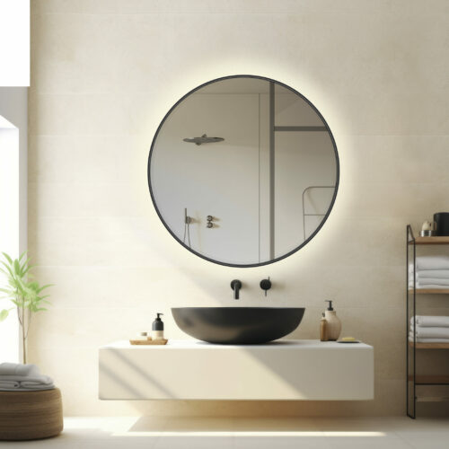 Modern bathroom interior cloth rack. Generate Ai Modern bathroom interior cloth rack. Clean style. Generate Ai